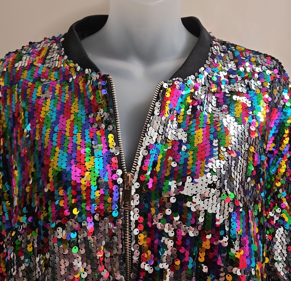 CRESAY Sequin Bomber Jacket